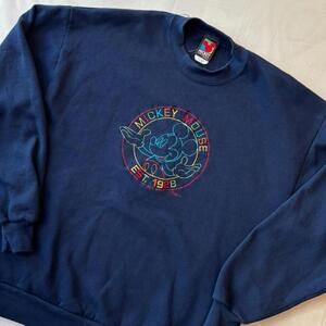 ⚡️ Vintage Mickey Unlimited Neon Line Art Sweatshirt L Minimalist 90s